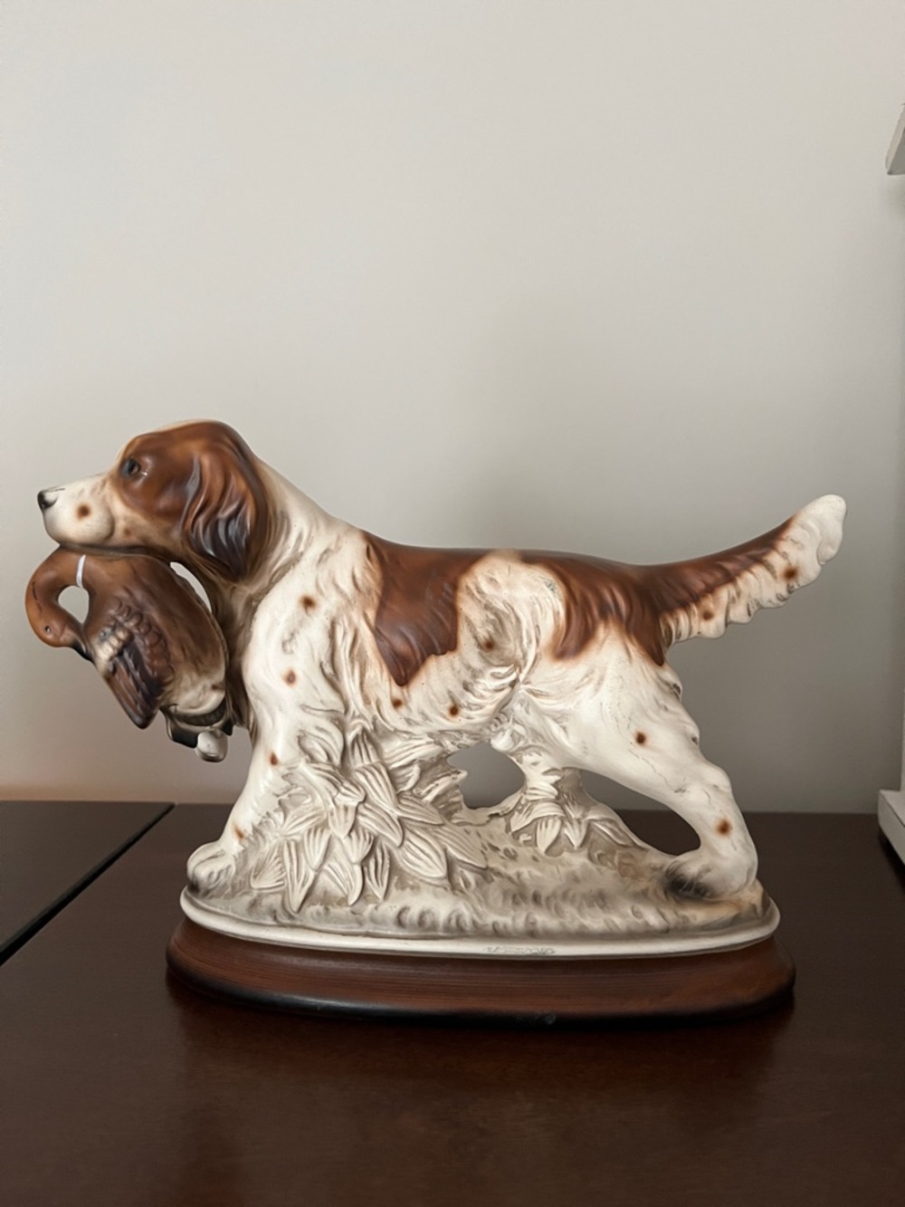 Vintage Brown and White Hunting Dog Figurine by M TAKAI